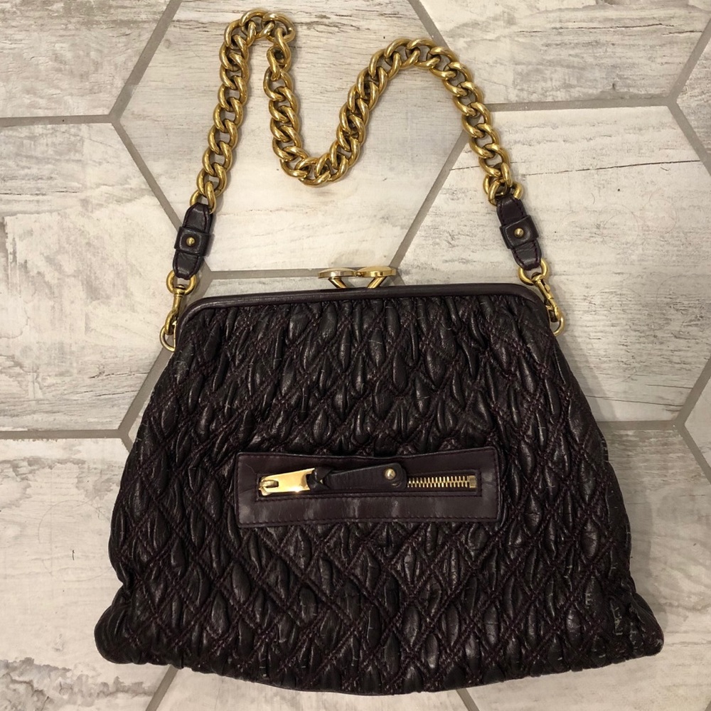 Marc Jacobs Quilted Burgundy Shoulder Bag